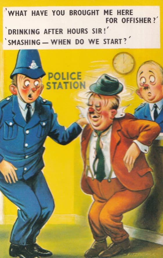 Bamforth Policeman Drinking & Driving Alcohol 1970s Comic Postcard