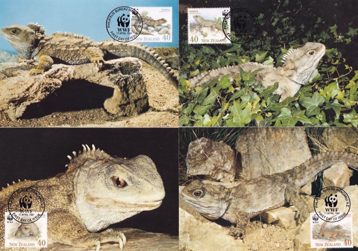 Banded Iguana Tonga African 4x WWF FDC Stamp Rare Postcard s