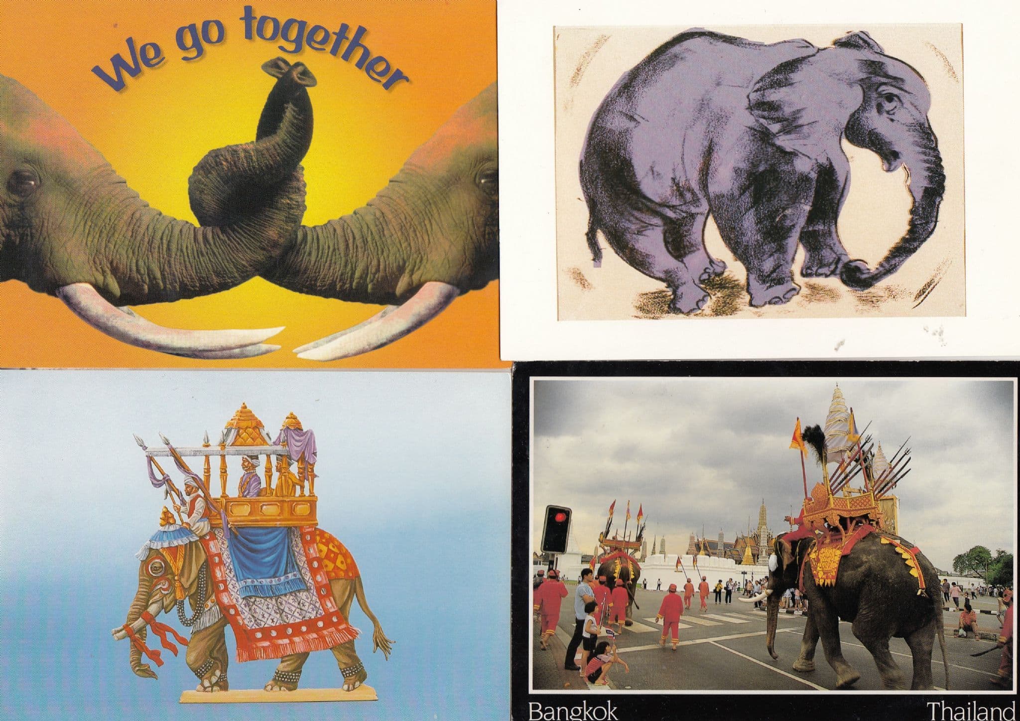 Bangkok Elephant Comic 4x Elephant Postcard s