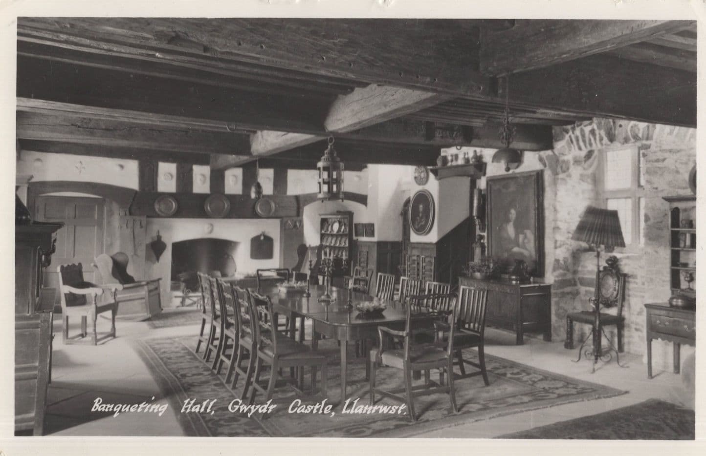 Banqueting Hall Gwydr Castle Llanrwst Welsh RPC Postcard