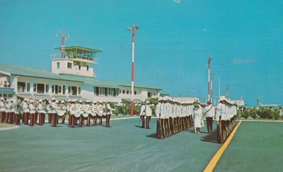 Barbados Airport Police Force Greeting Princess Alice 1960s Postcard