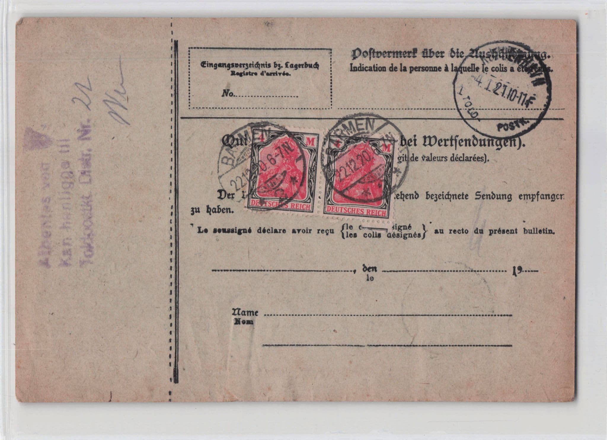 Barmen Bergisches Land Germany 1920 Packet Coupon Antique Postcard
