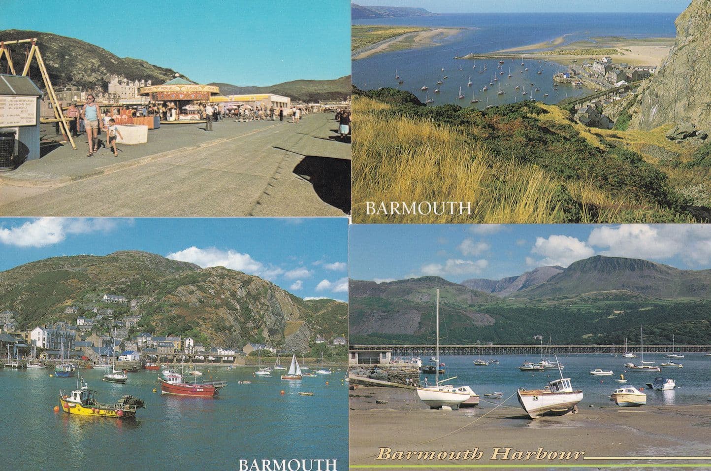 Barmouth Harbour 4x Welsh Nautical Sea Postcard s