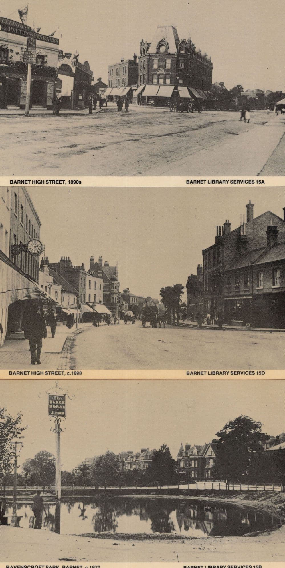 Barnet High Street Herts 3x Victorian Library Postcard s
