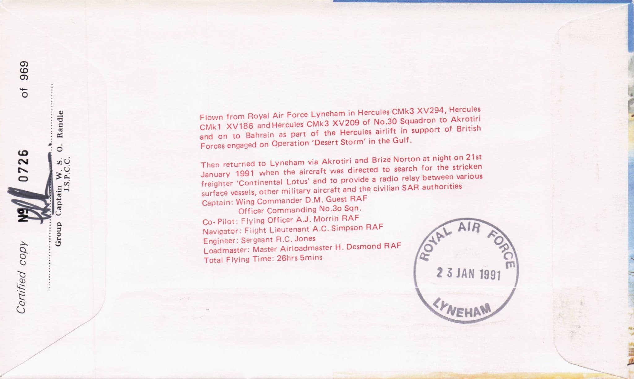 Baron RMP Carver of Operation Compass 1941 WW2 Hand Signed FDC