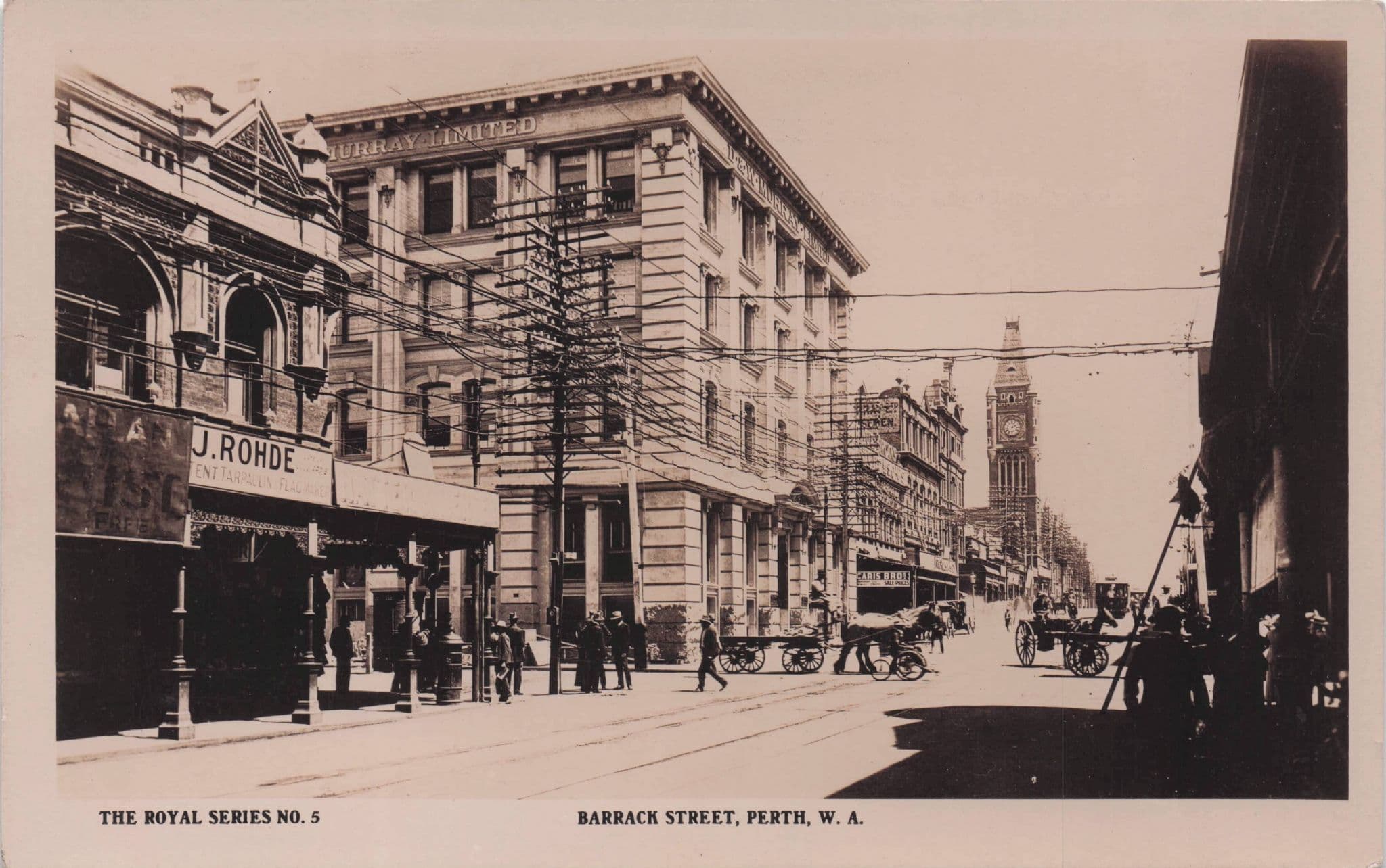 Barrack Street Perth Australia Real Photo Old Postcard