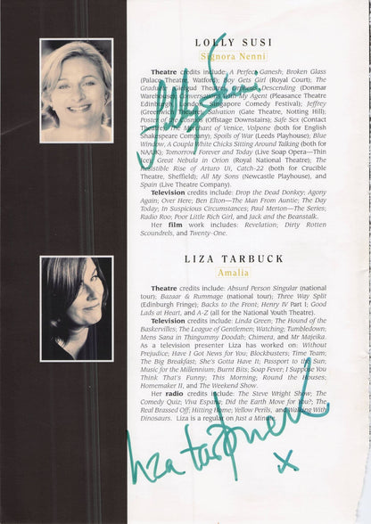 Barry Stanton Lolly Susi Liza Tarbuck Hand Signed Theatre Page
