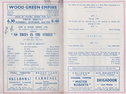 Barry Wade No Trees In The Street Comedy Wood Green London Theatre Programme