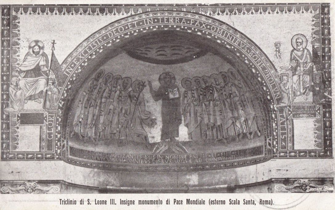 Basilica Rome Saint Leone III Pace Mondial Statue Monument Roma Antique Postcard