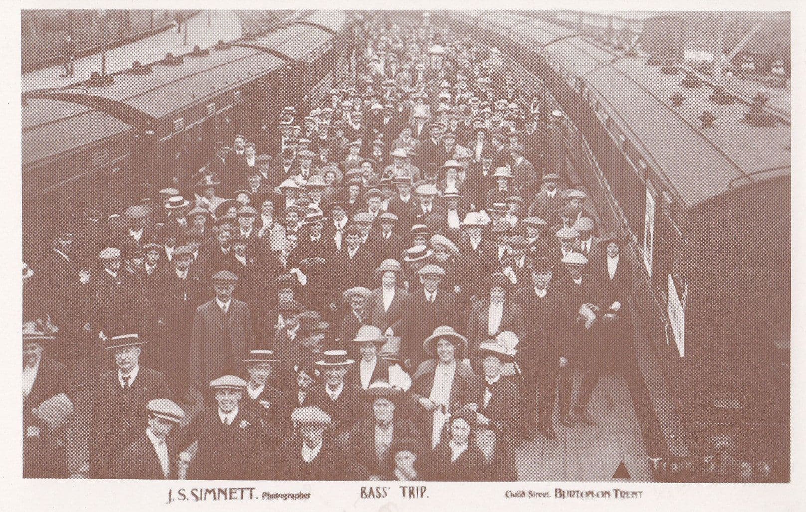 Bass Beer Employees at Liverpool 1912 Trip Advertising Postcard