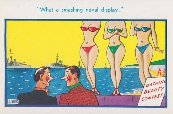 Bathing Beauty Queen Contest Navy Naval Show Vintage Old Comic Humour Postcard