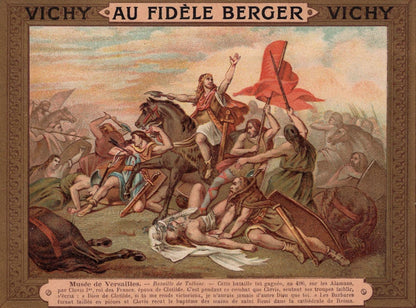 Battle of Tolbiac Antique Versailles Museum Postcard French Trading Card
