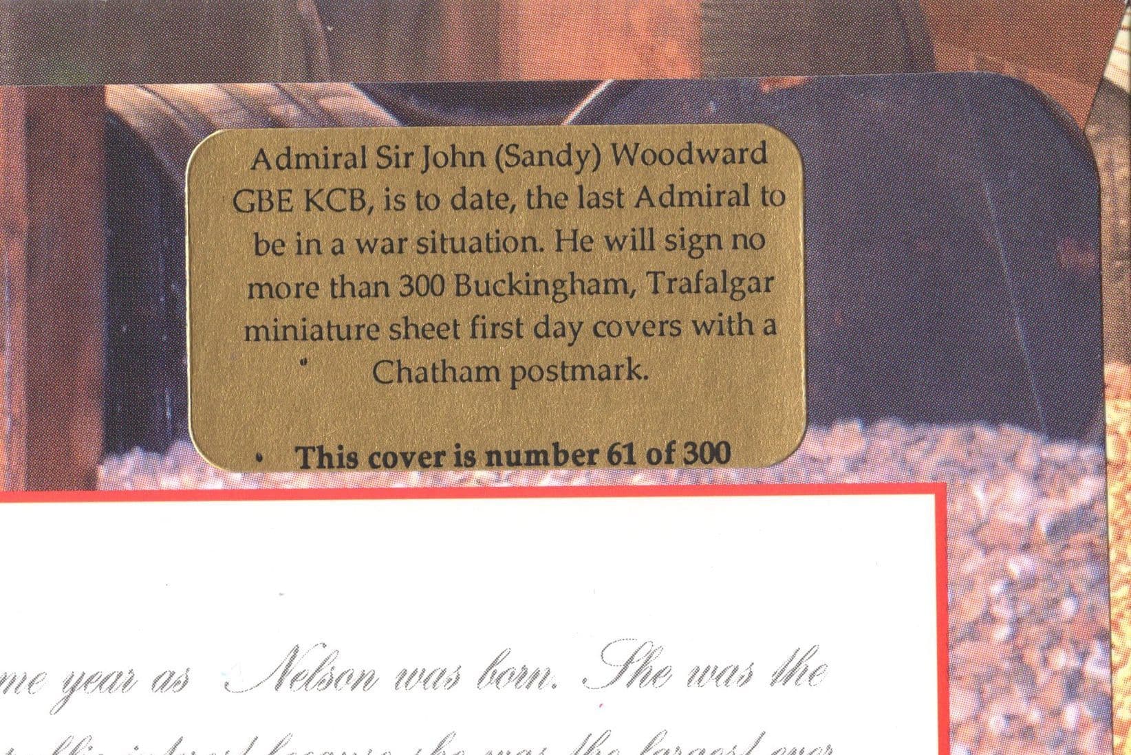 Battle Of Trafalgar 200th Anniversary Sandy Woodward Hand Signed FDC