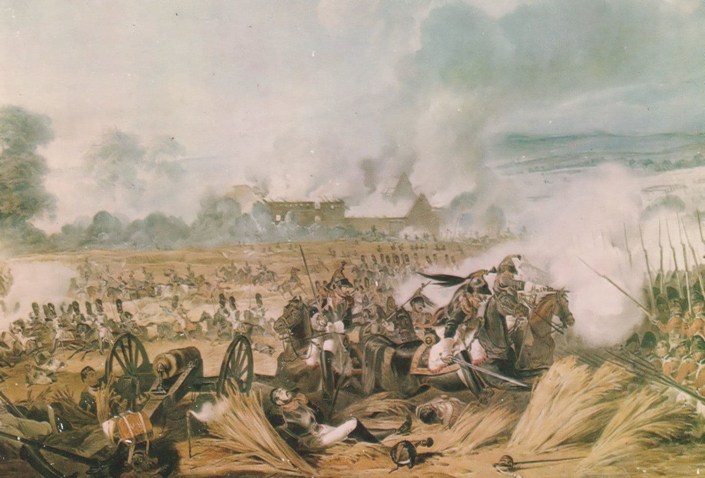 Battle Of Waterloo 1815 French Cavalry Attack Painting Postcard