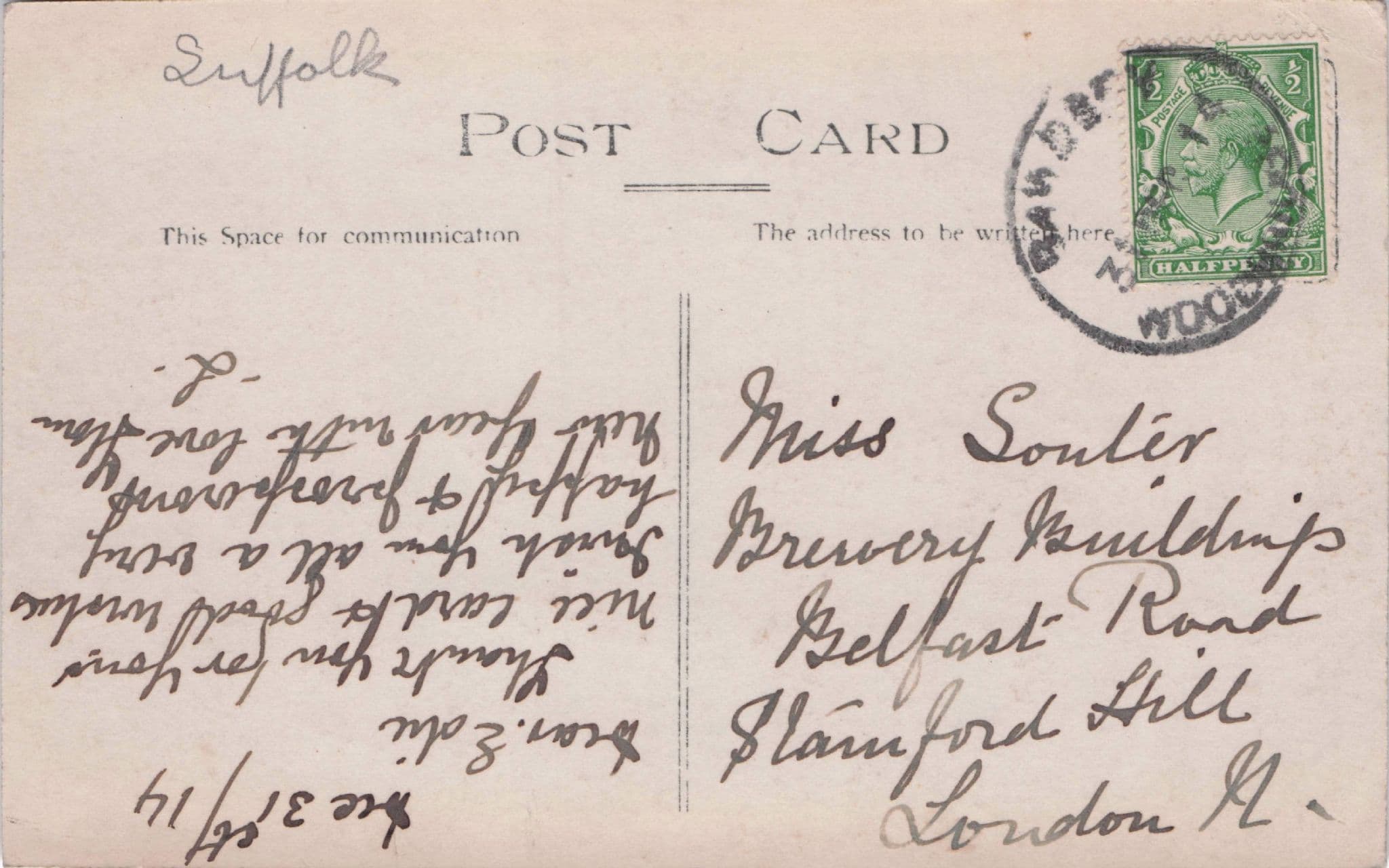 Bawdsey Street Suffolk Village New Years Eve WW1 Postcard
