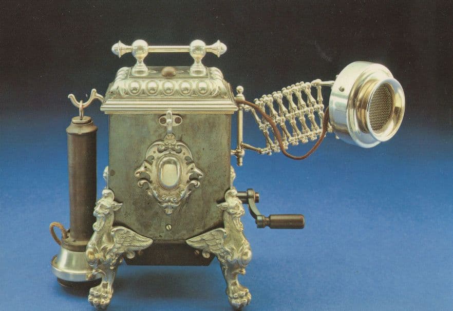 Bayerischer Luxus Fernsprechtischapparat 1893 German Phone Postcard