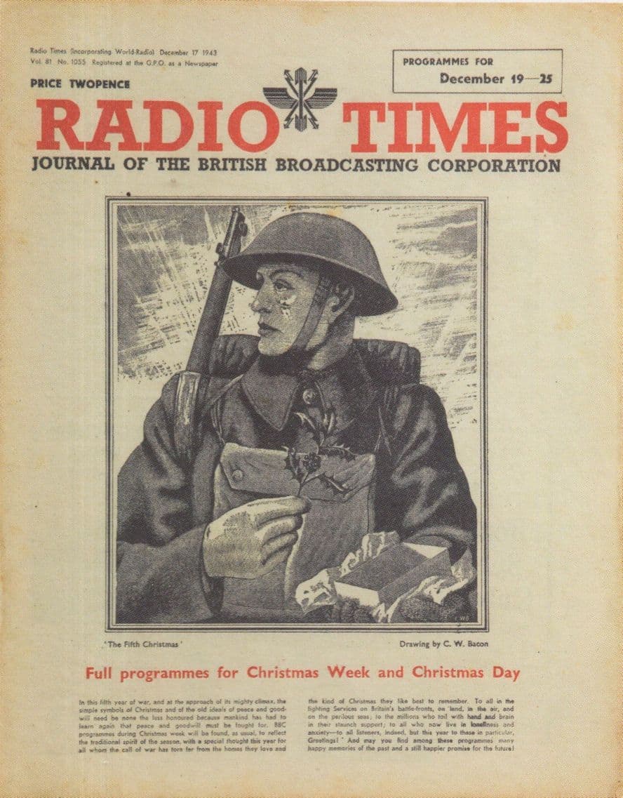 BBC Radio Times in 1943 WW2 Wartime Britain Magazine Postcard