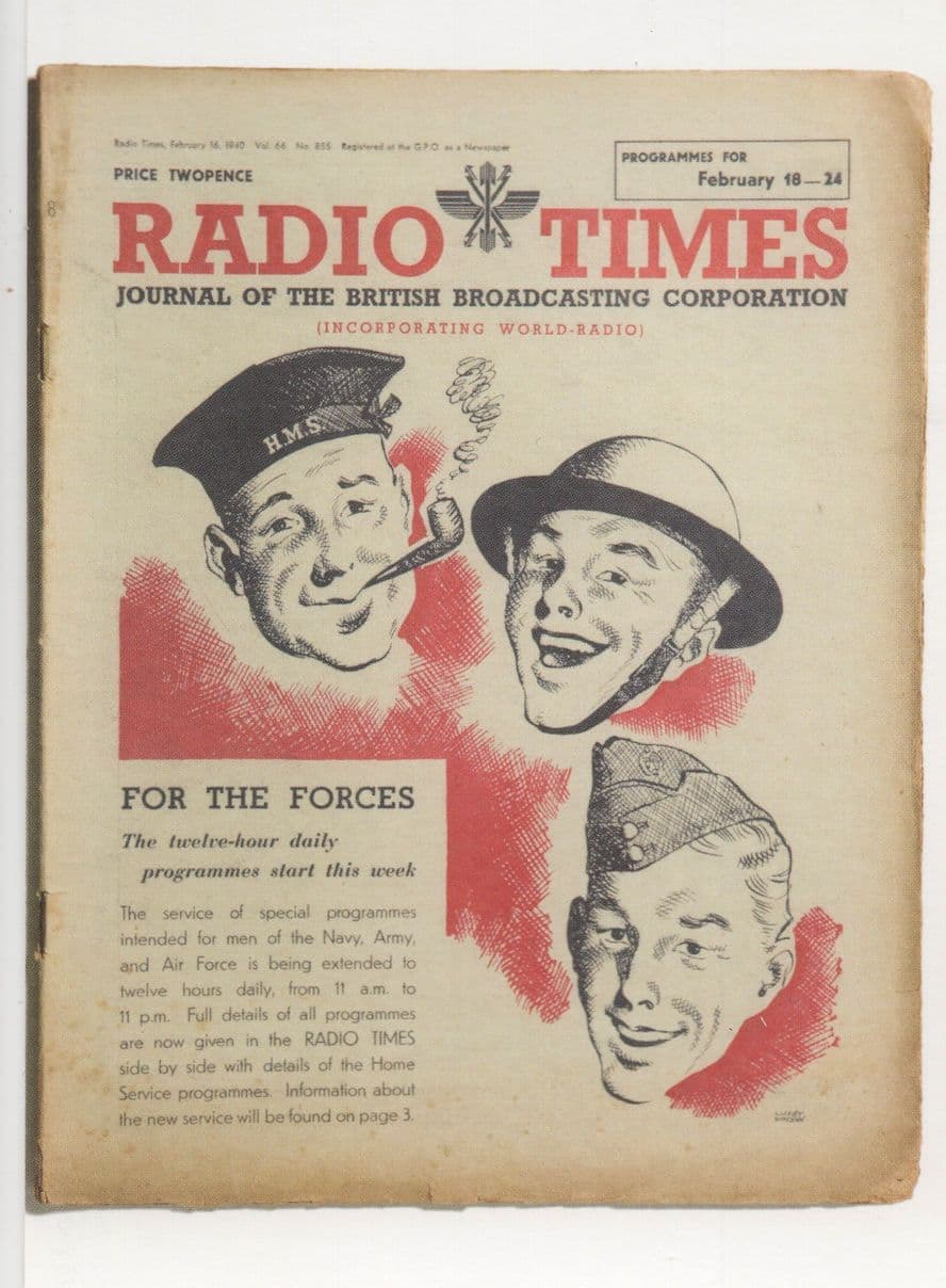 BBC Radio Times WW2 1940 For The Military Forces Magazine Postcard