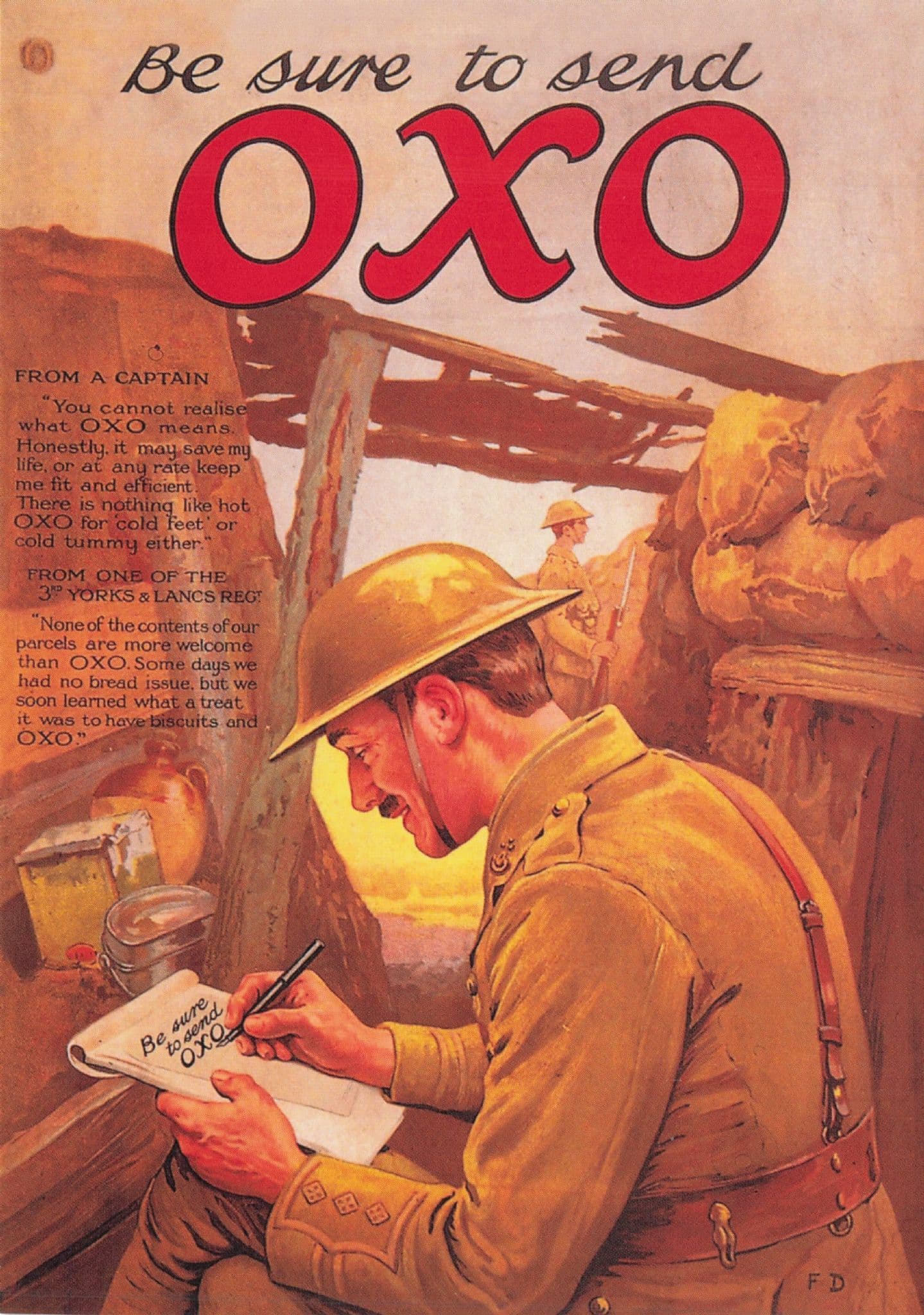 Be Sure To Send Oxo WW2 Soldier Box To Family Gravy Advertising Postcard