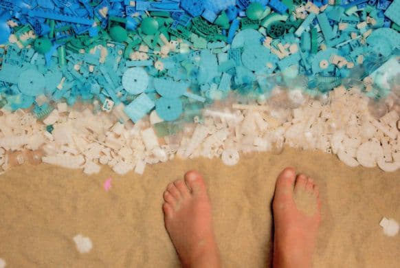 Beach Sand Sea Lego Feet Paddling Childrens Toy Seashore Display Postcard