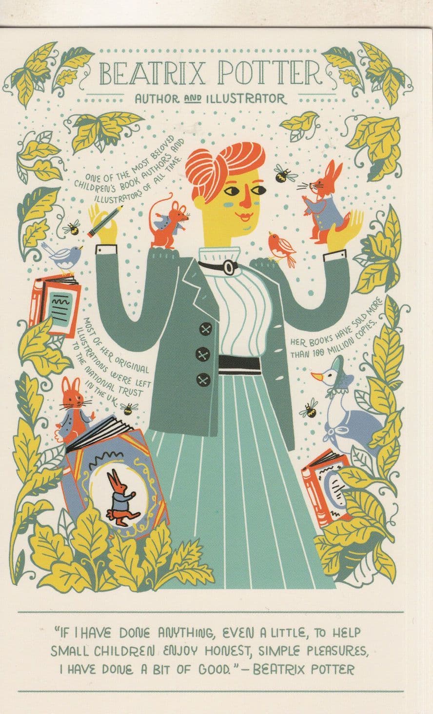Beatrix Potter Book Author Illustrator Quotation Postcard