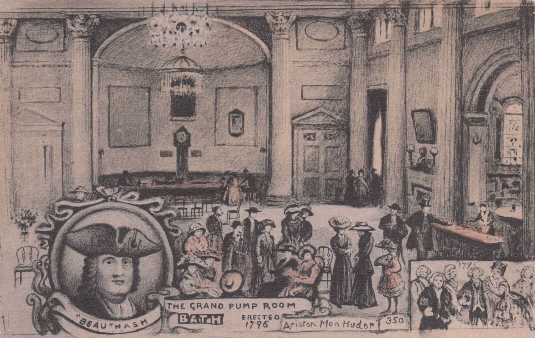 Beaunash Grand Pump Room Bath Master of Ceremonies Phillimore Old Postcard