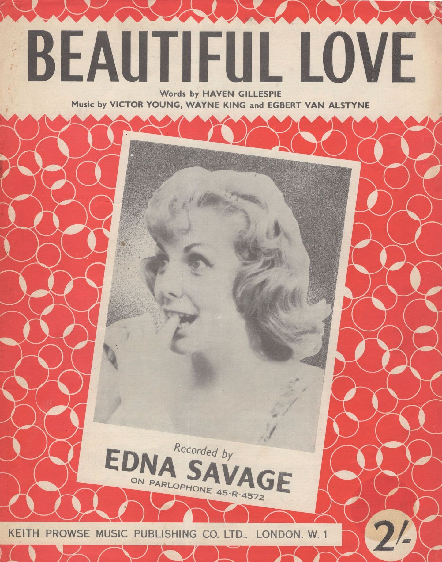 Beautiful Love Edna Savage Rare Sheet Music