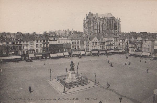 Beauvais L'Hotel Hotel De Ville Antique French Postcard incl King Of Italy Shop