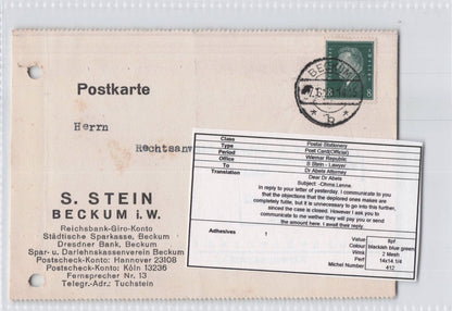 Beckum Reichsbank Dresdner Bank German Antique 1929 Postcard