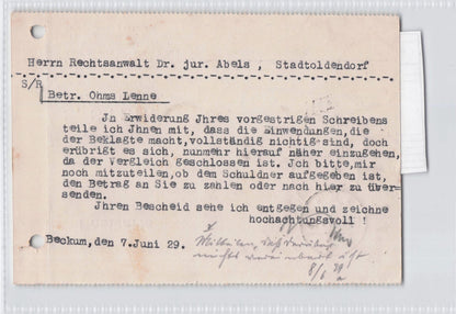 Beckum Reichsbank Dresdner Bank German Antique 1929 Postcard