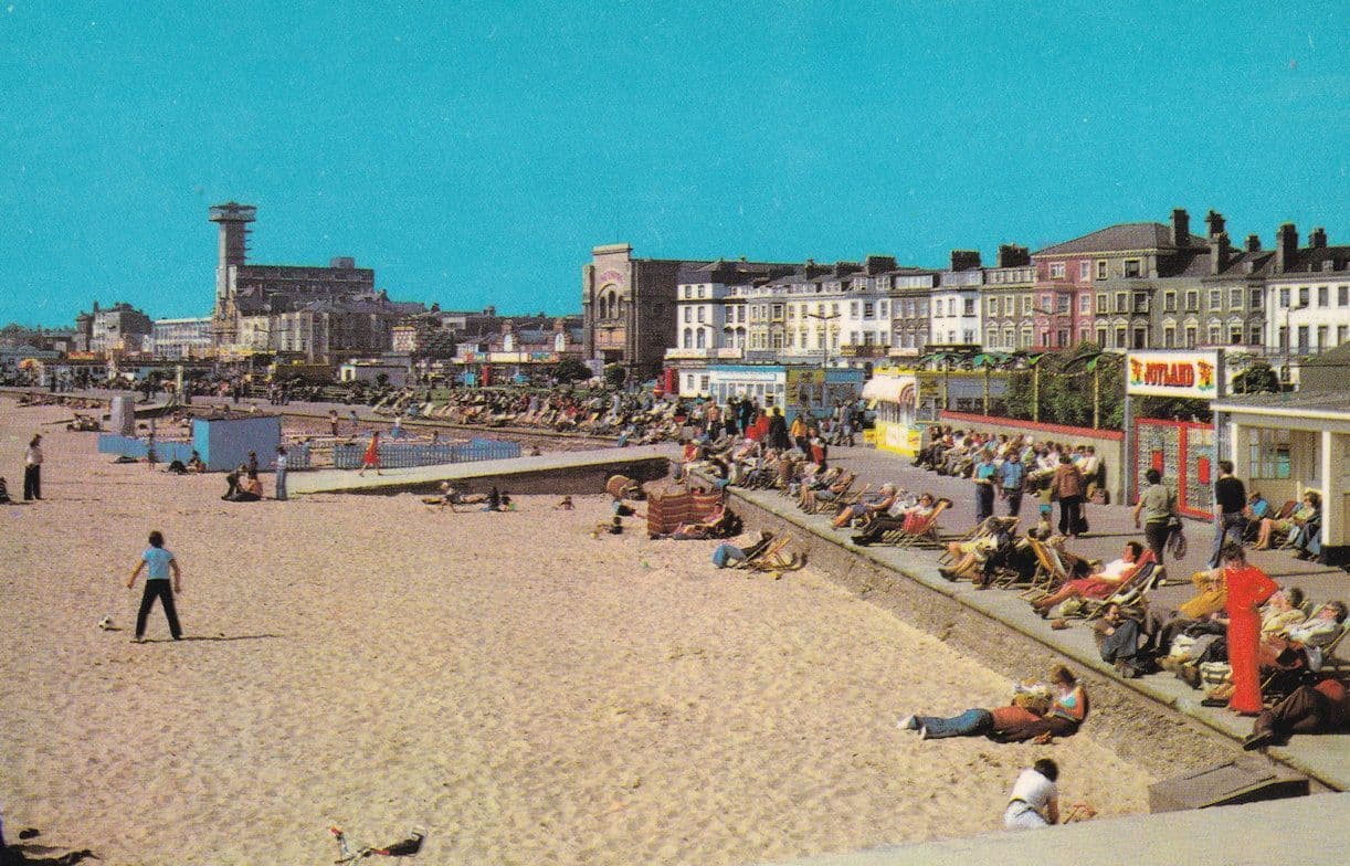 Beetroot Burned Man Red Flares Asleep At Great Yarmouth Beach 1970s Postcard