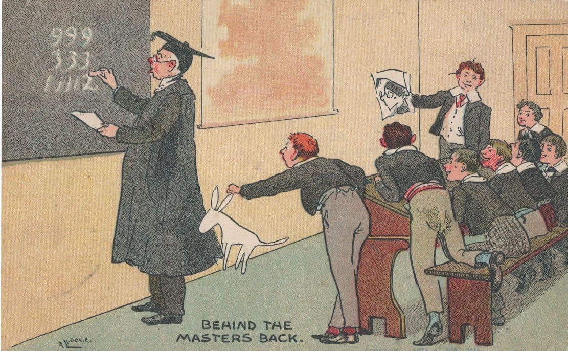 Behind The Maths Masters Teachers Back School Old Comic Postcard