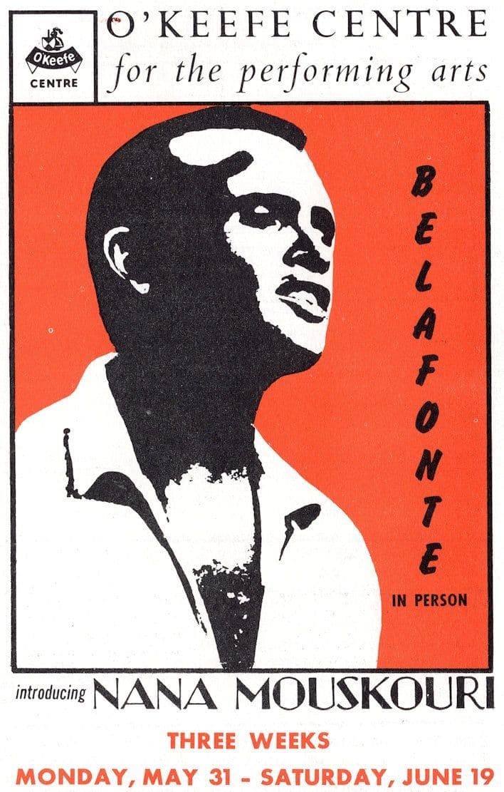 Belafonte Nana Mouskouri Liberace Live in 1960s Canada Flyer Ephemera