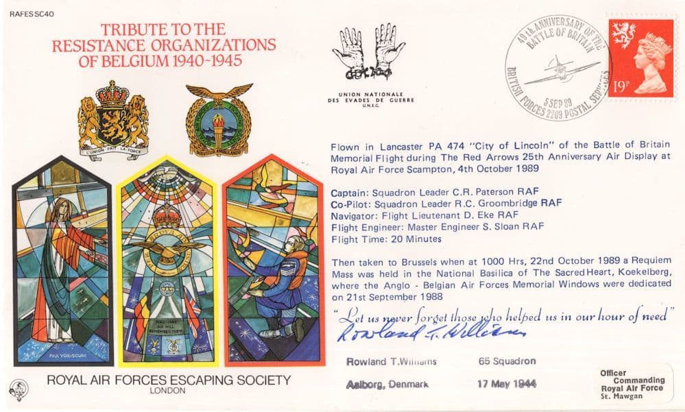 Belgium WW2 Resistance Organizations RAF Escaping Society Survivor RARE Hand Signed FDC