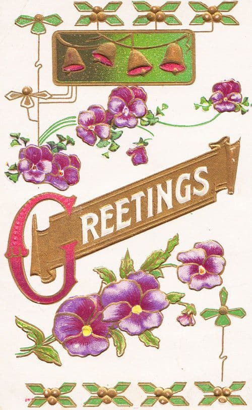 Bell Fruit Machine Jackpot Fruity Logo 1909 Antique Greetings Postcard