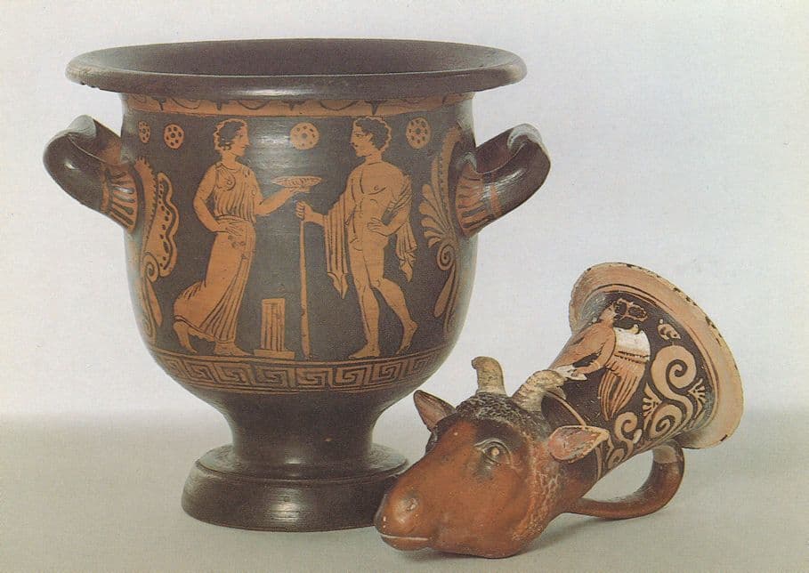 Bell Krater & Sheeps Head Rhyton Italian Earthenware Postcard