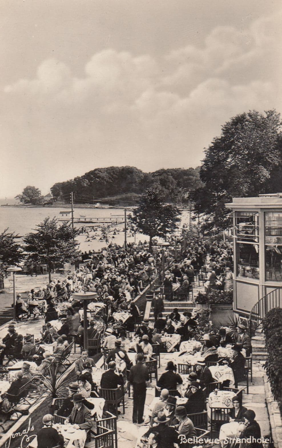 Bellevue Strand Hotel Denmark Outdoors Restaurant Real Photo Postcard