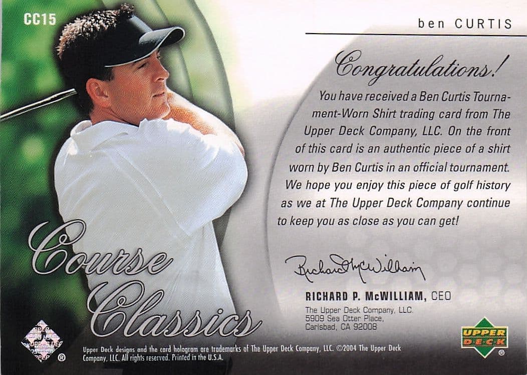 Ben Curtis Course Classics 2004 Upper Deck Golf Shirt Relic Card
