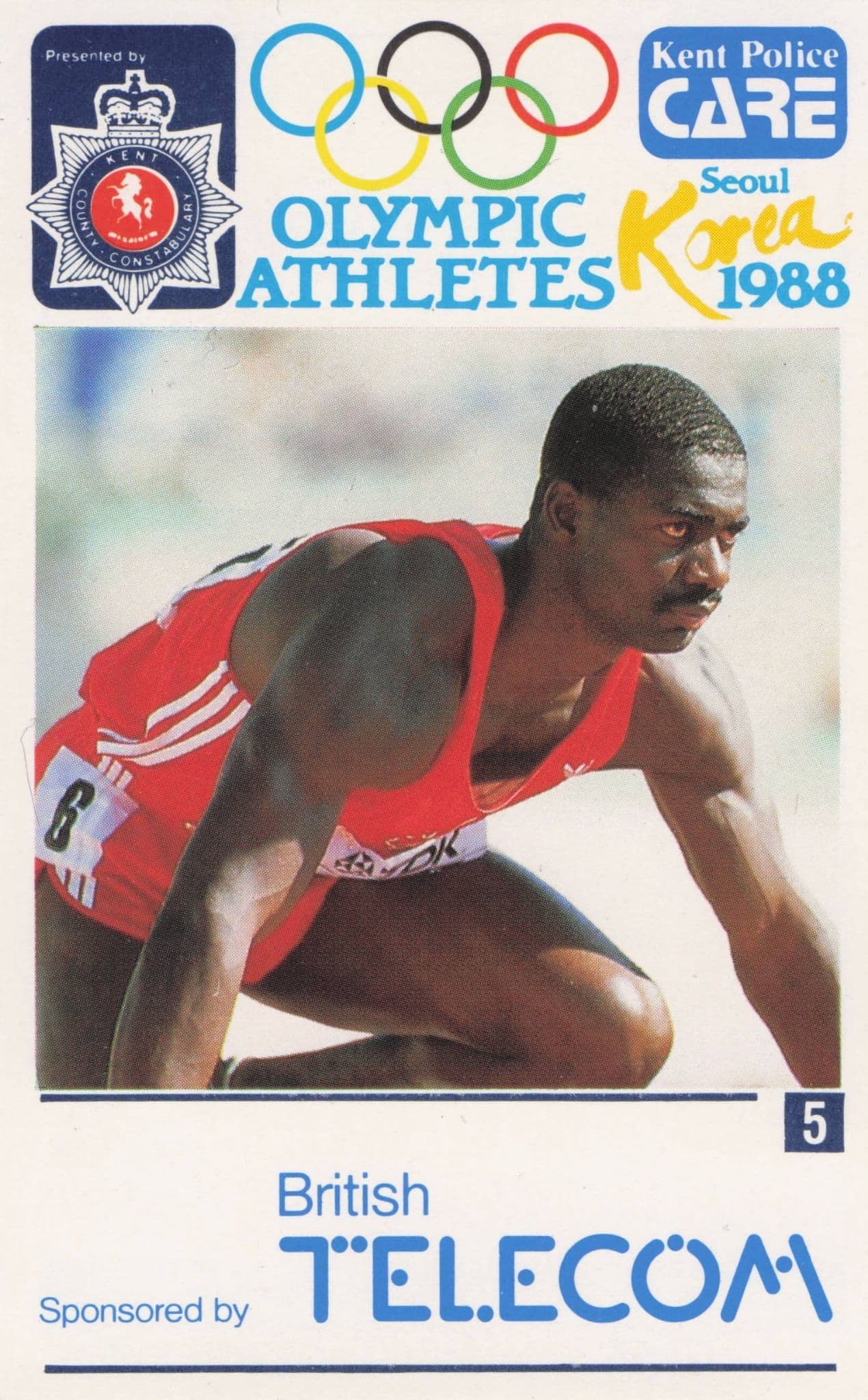 Ben Johnson Canada Athletics Olympics 1988 Rare Police Trade Photo Card