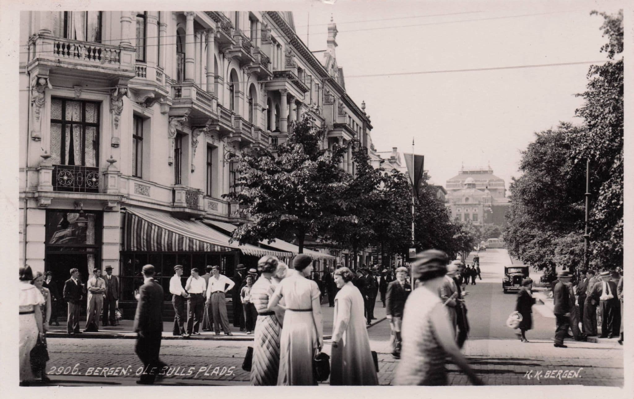 Bergens Bulls Plads Shops Norway Real Photo Old Postcard