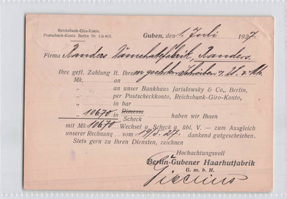 Berlin Guben Hat Factory Fashion 1927 German Old Postcard