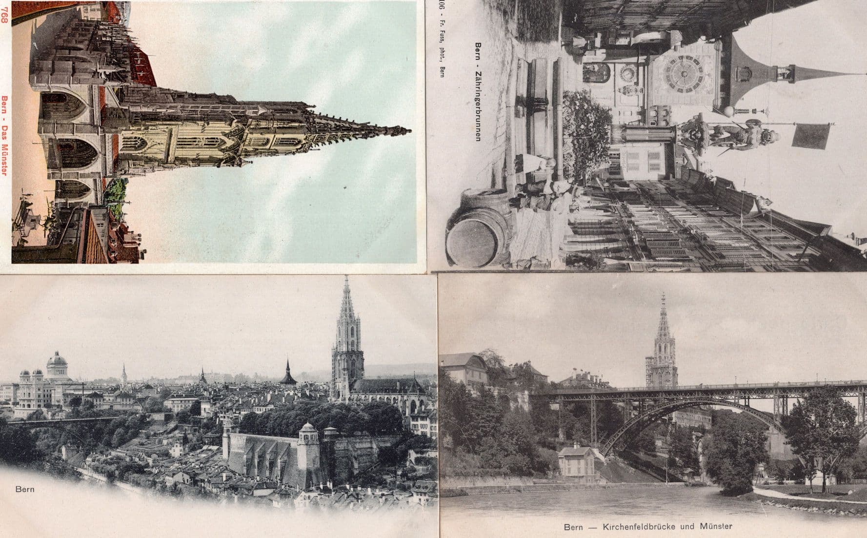 Bern Das Munster Kirchenfeldbrucke Denkmal Statue 4x Switzerland Postcard s