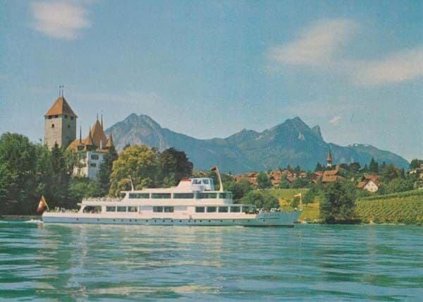 Bern Lotschberg Simpion Simplon Bahn Swiss Sweden Ship Postcard