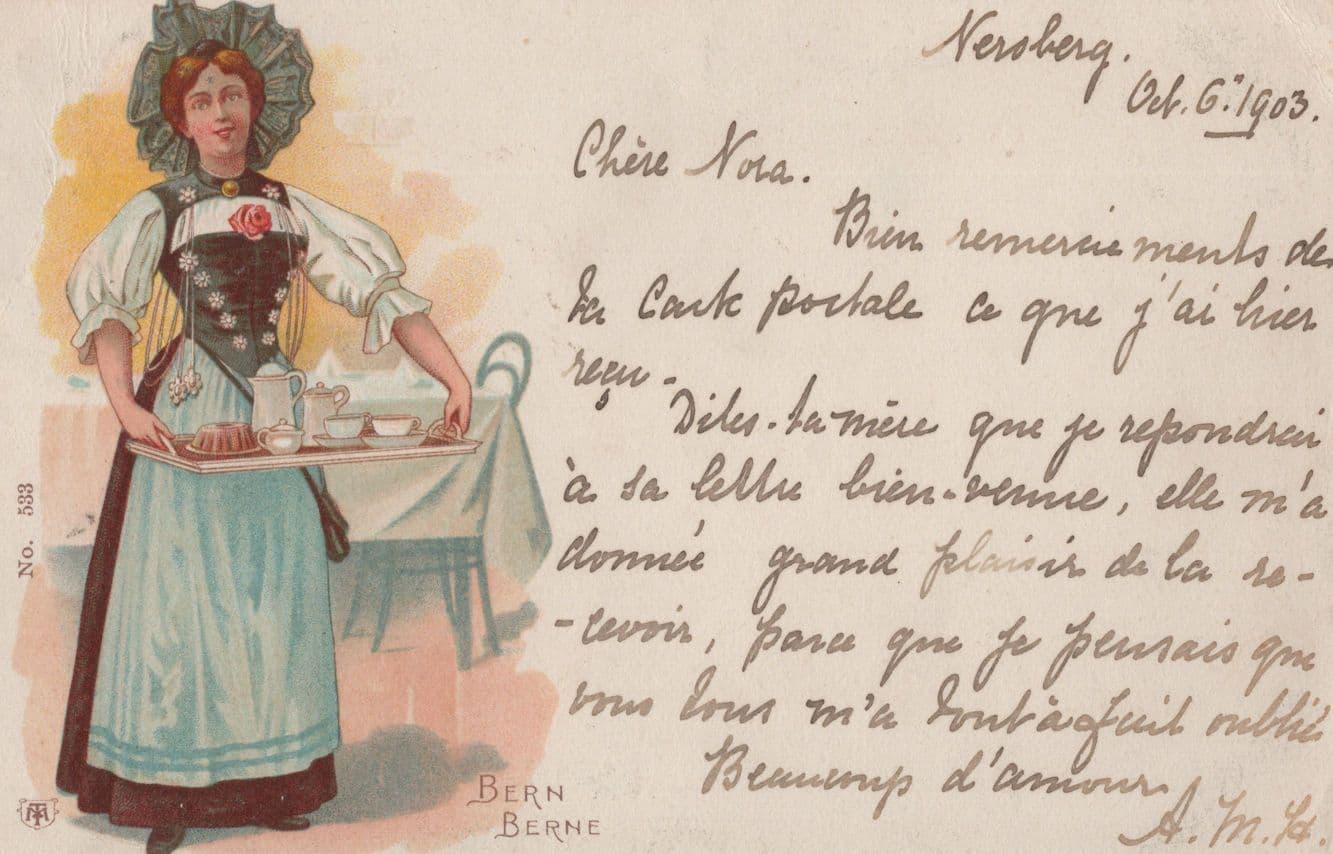 Berne Germany House Maid 1903 Gruss Aus Style Postcard