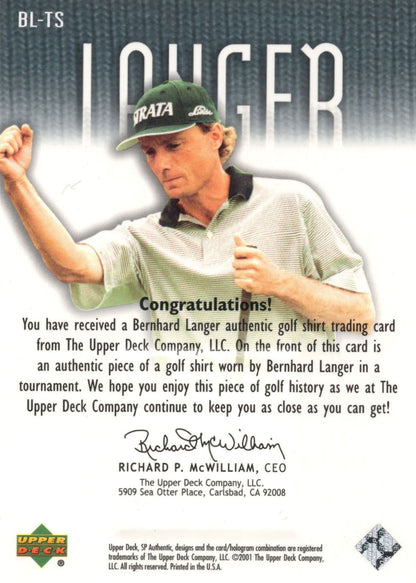 Bernhard Langer 2001 Tour Swatch Worn Shirt Golf Rare Limited Edition Card