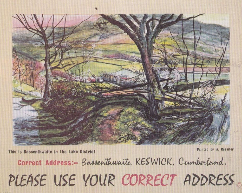 Bessenthwaite Keswick Use Your Correct Address Royal Mail Poster Art Postcard