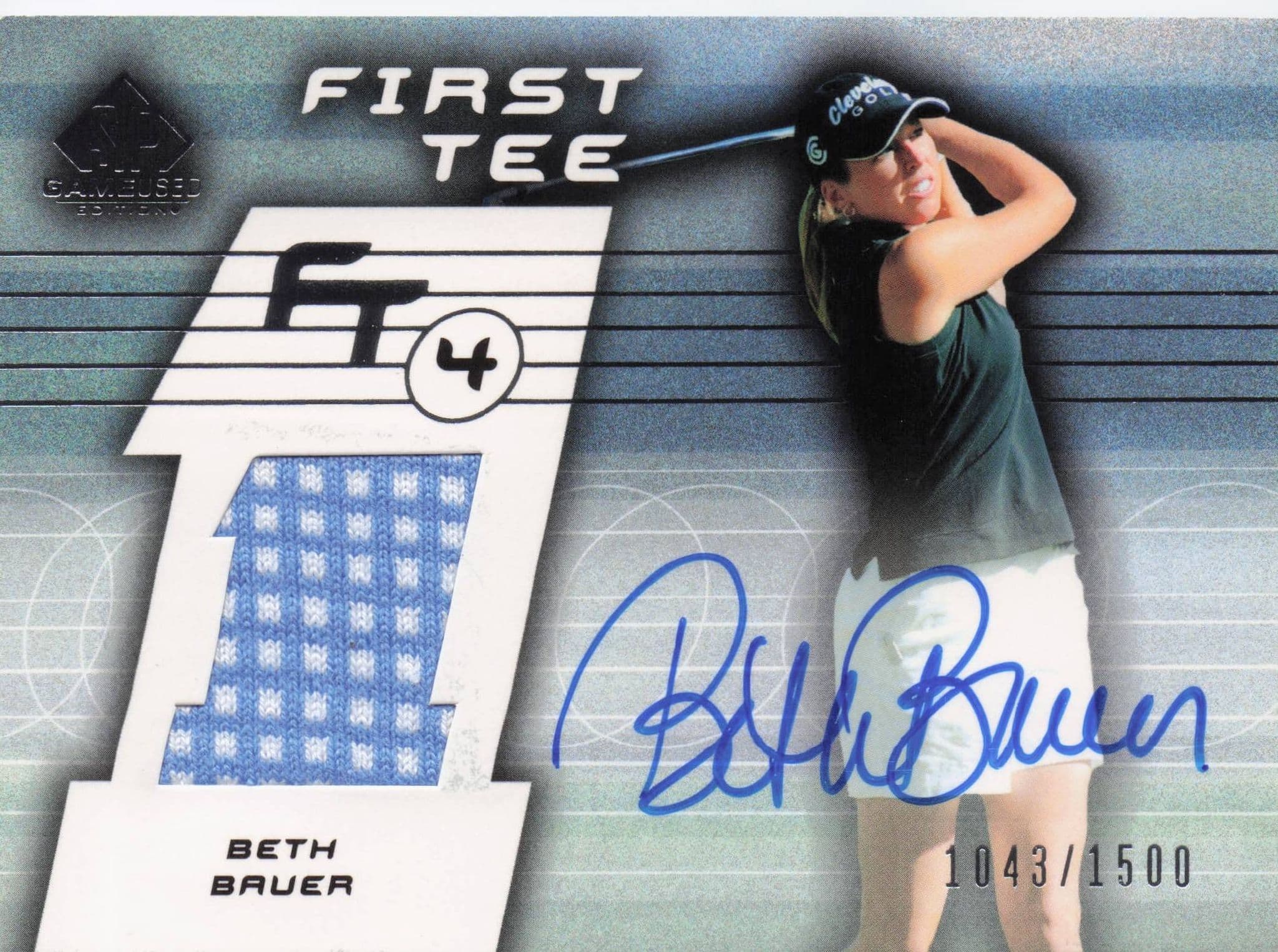Beth Bauer First Tee SP 2003 Golf Hand Signed Worn PGA Shirt Card