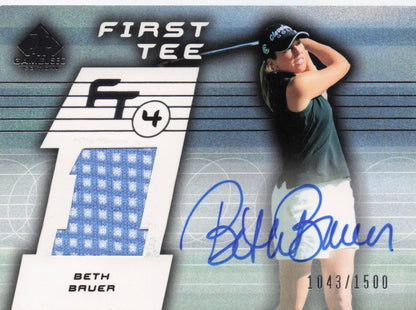 Beth Bauer First Tee SP 2003 Golf Hand Signed Worn PGA Shirt Card