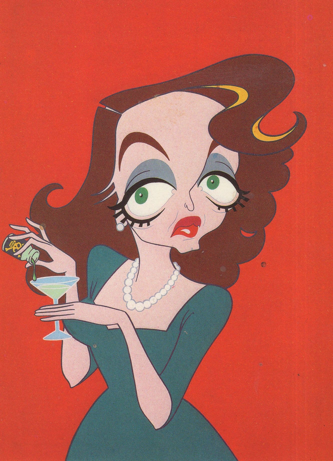 Bette Davis Film Star Comic Caricature Painting Rare Postcard