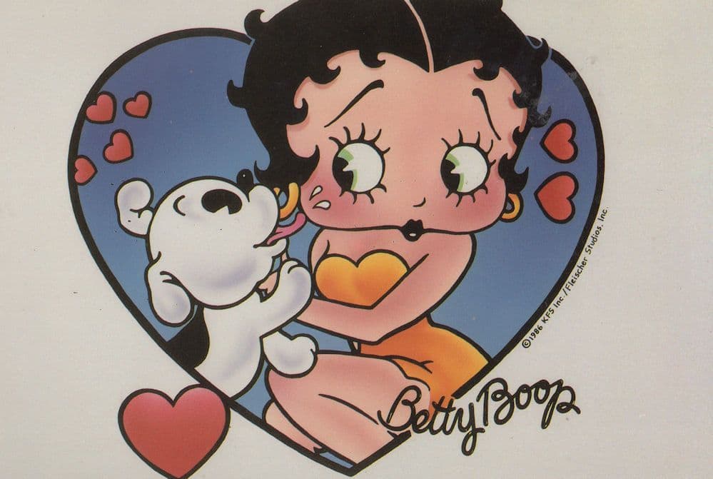 Betty Boop A And Her Puppy Dog Licking Face Postcard